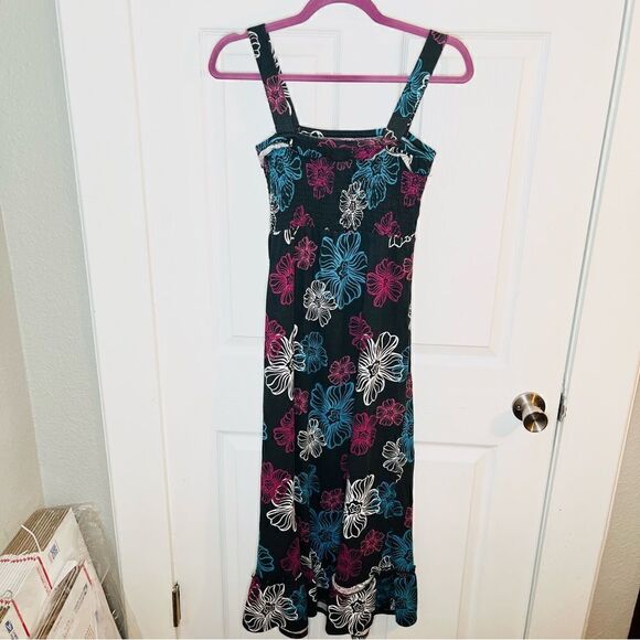 So Floral Strappy Ruffle Tiered Sun Dress Maxi Smocked Bodice Black Girls 16 - Picture 6 of 10